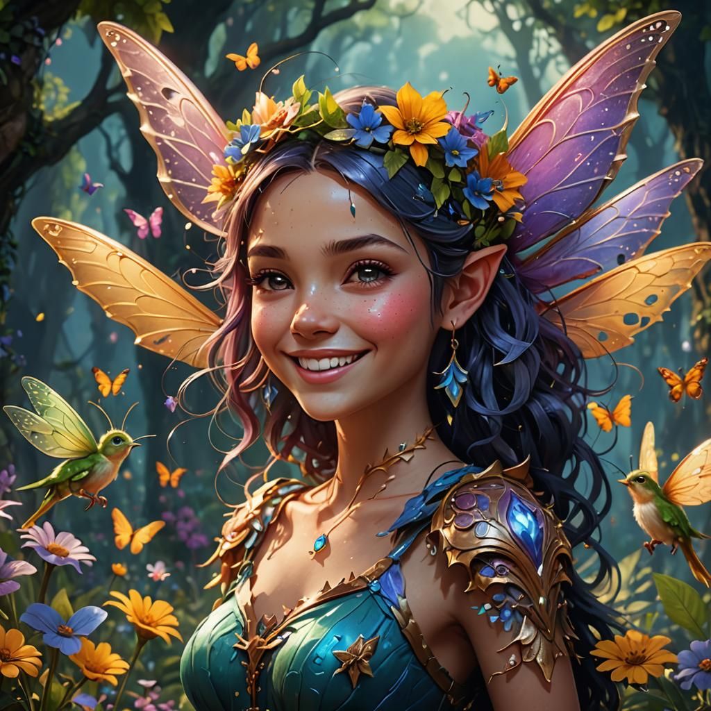Smiling Fairy and Friends: Fantasy Concept Art