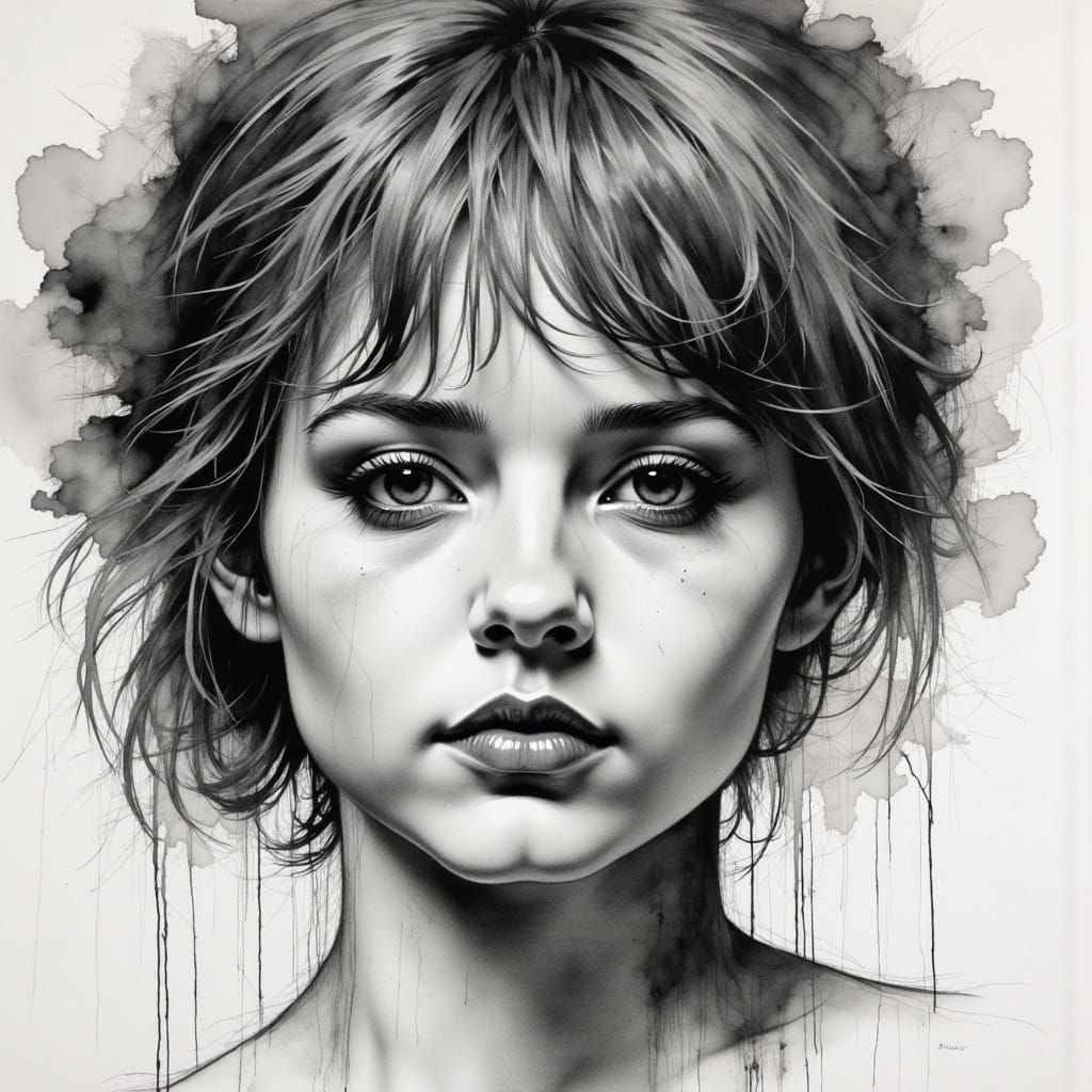 Charcoal Beauty: Black and White Pencil Drawing