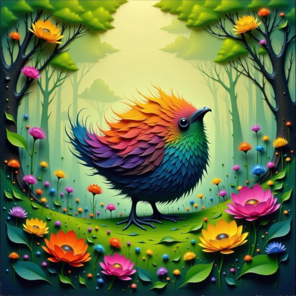 Feathery Orb in 3D Impasto Style