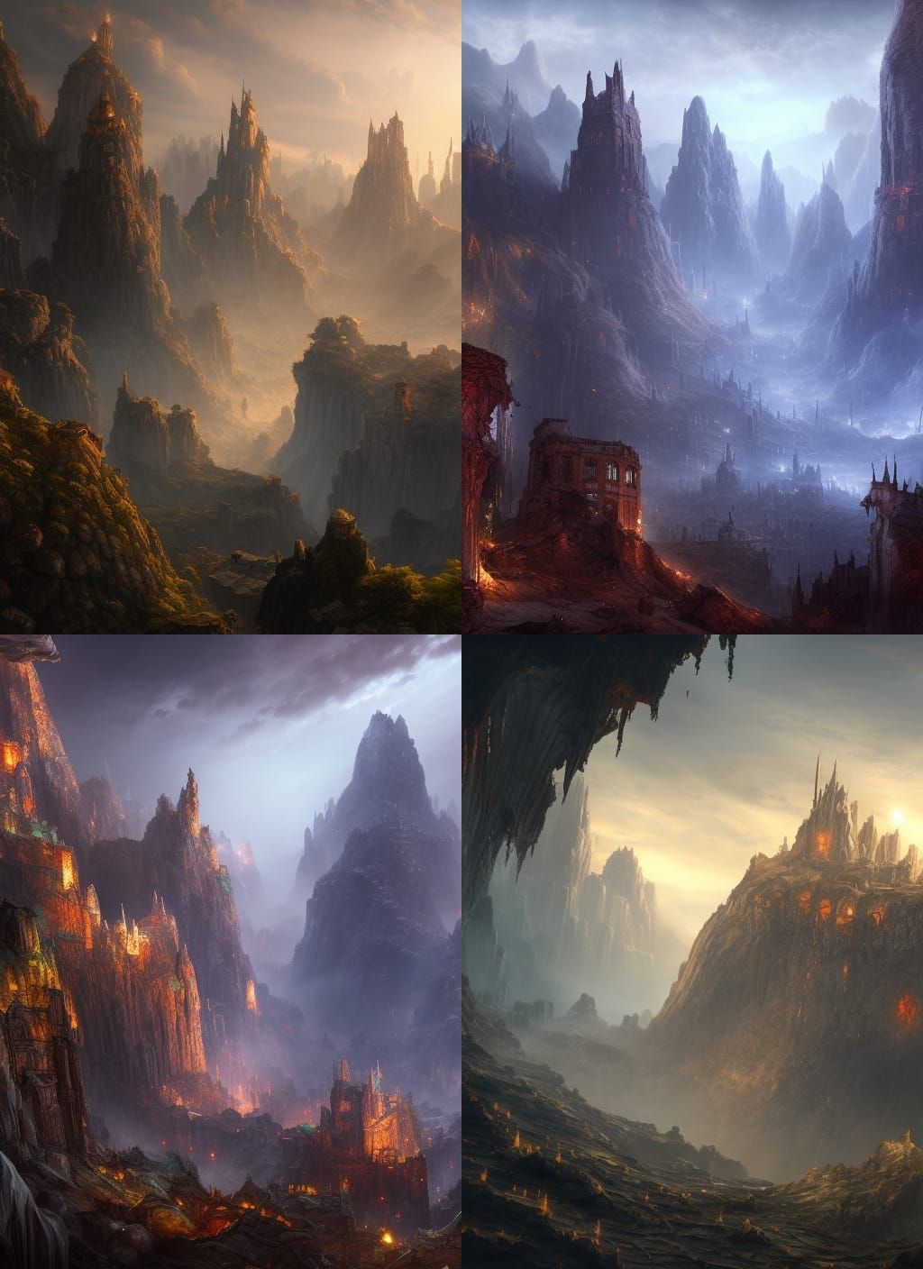 Epic Ruined City in Immense Cave: Matte Painting