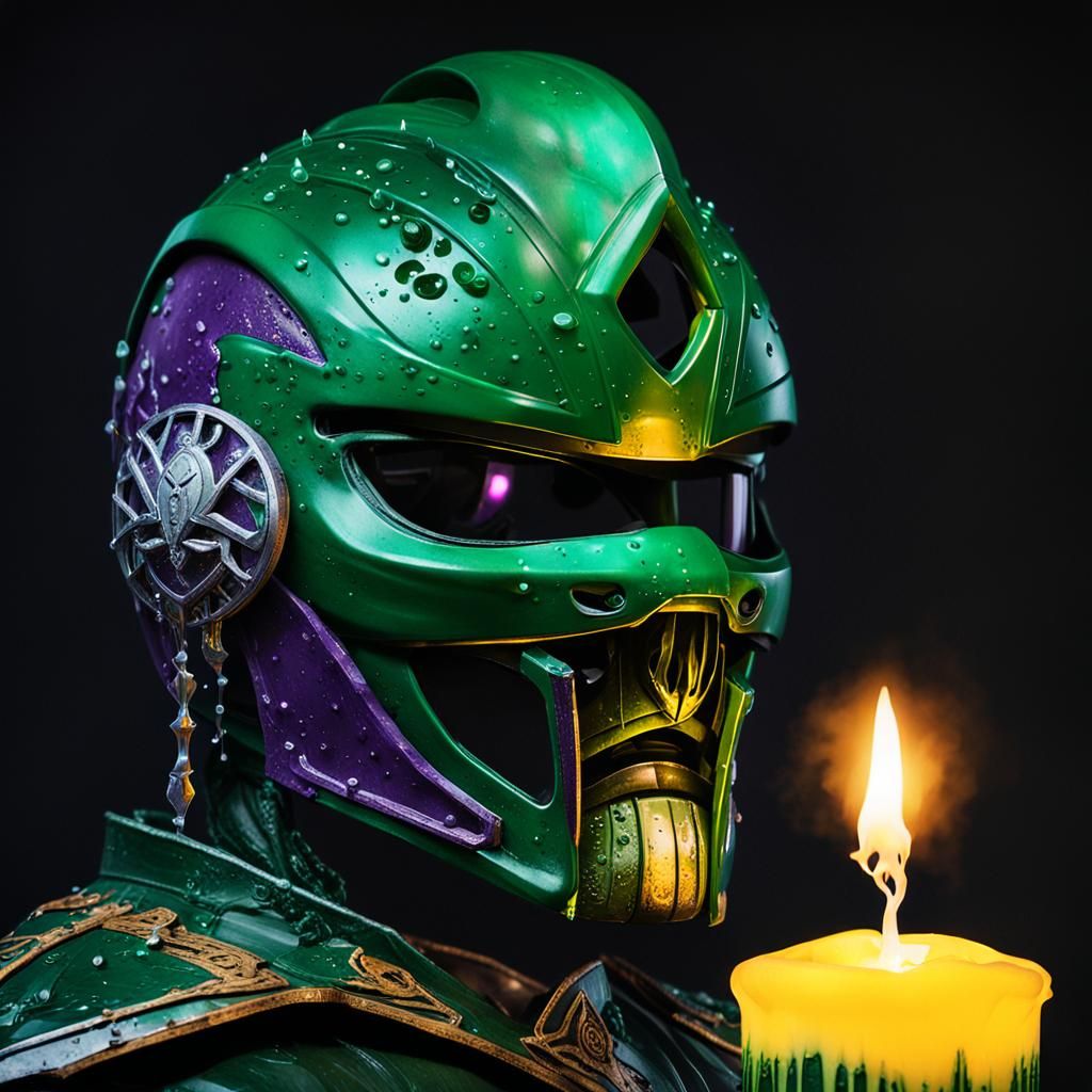 Evil Green Ranger Helmet in Dark Fantasy Style