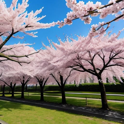 Cherry Blossoms on Battlefield: Expressionist Painting