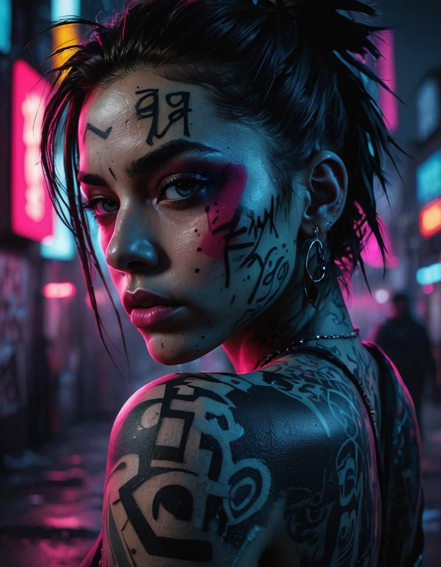 Neo-Noir Street Gang Leader in Urban Setting