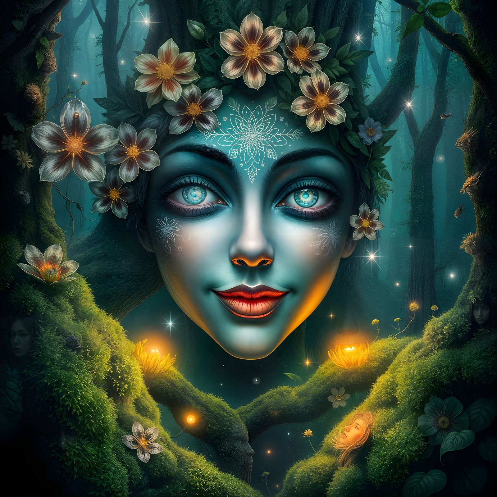 Mystic Nature Face Surreal Art