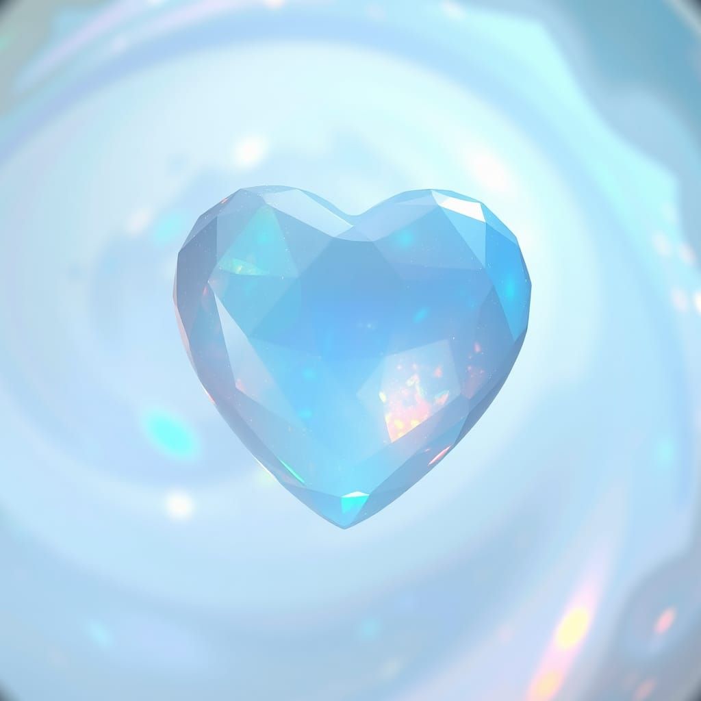 Opal Blue Heart Crystal in Ethereal Glow