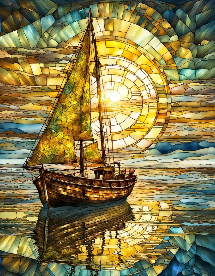 Stained glass seascape