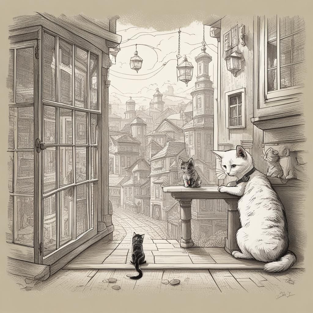 Curiosity and the Cat: An AI Generated Image