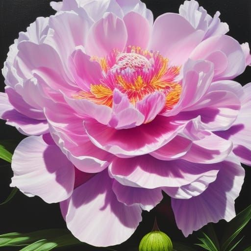 Giant Peony Flower: Dreamy Still Life Painting