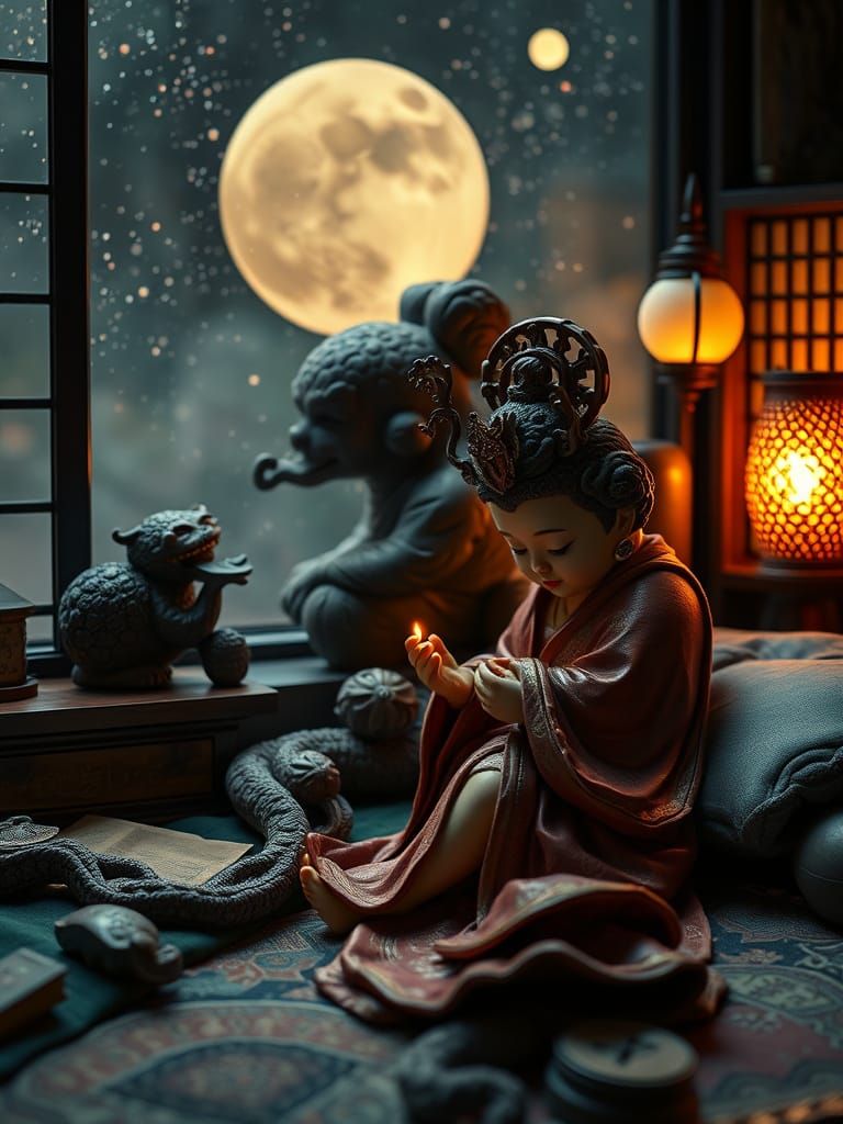 Animated Netsuke Vitrail Fabric of the Universe