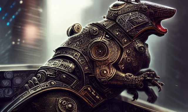 Armored Cyberpunk Rat: Hyperdetailed Digital Art