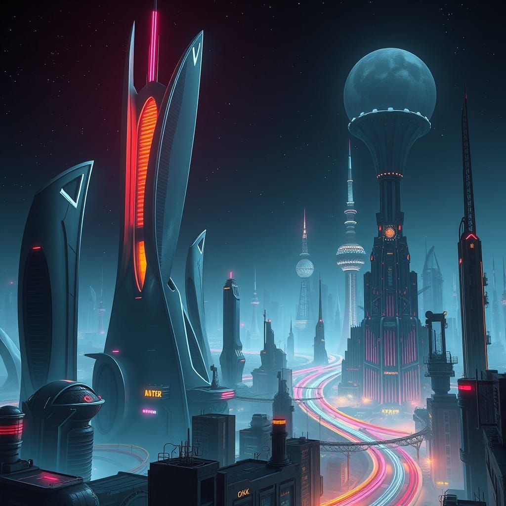 Cyberpunk Metropolis at Night