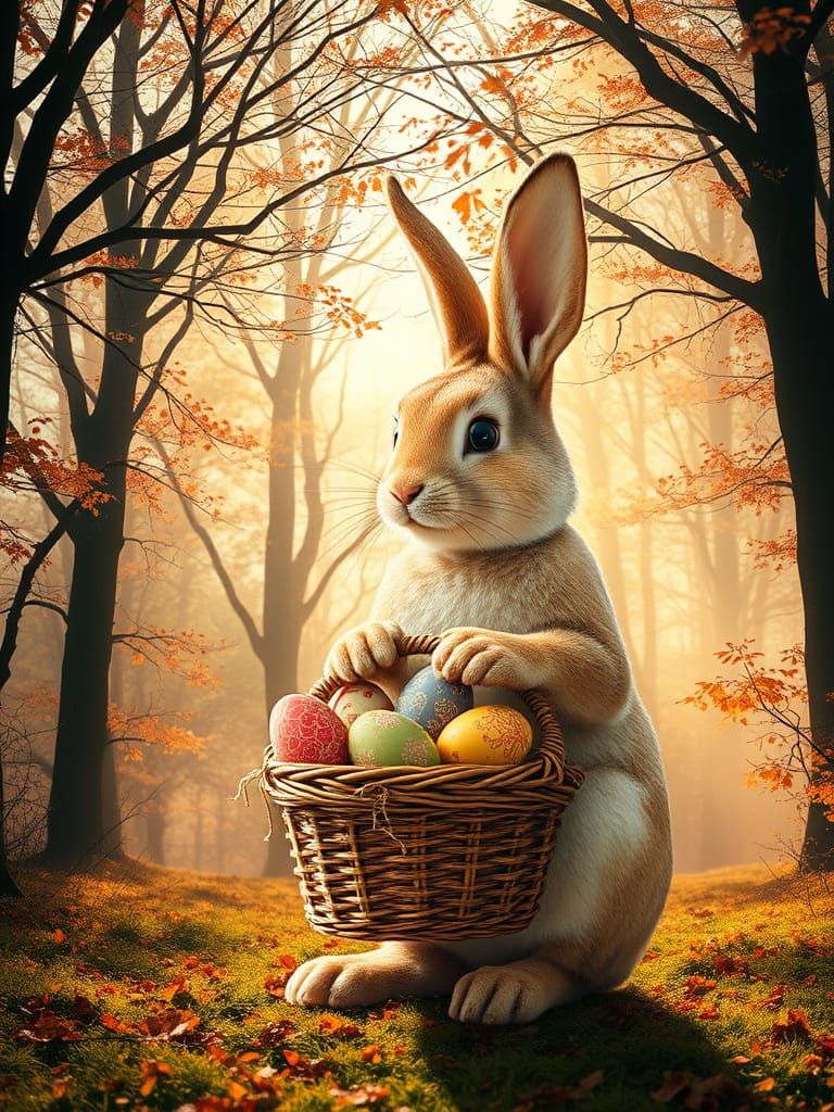 Elegant Easter Bunny Amidst Autumn Bliss