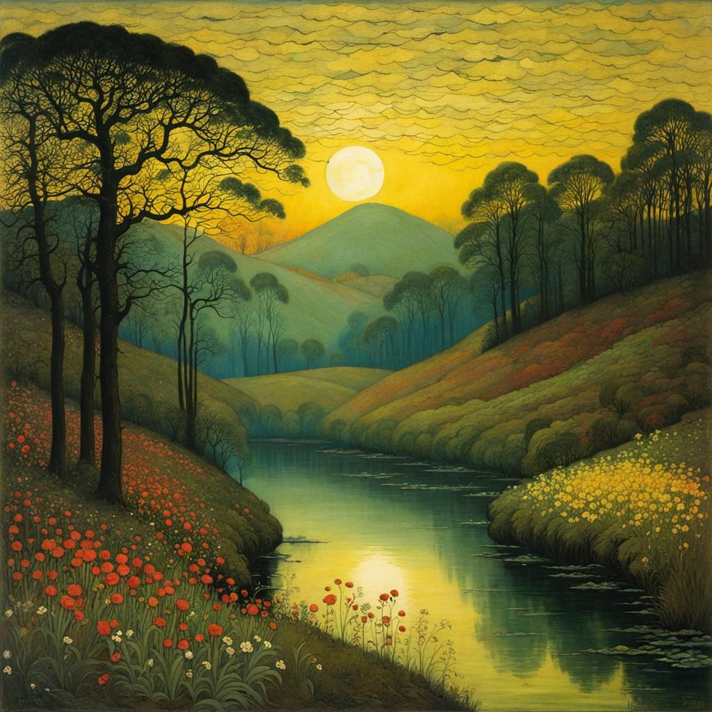 Detailed Landscape in Fantasy Illustration Style