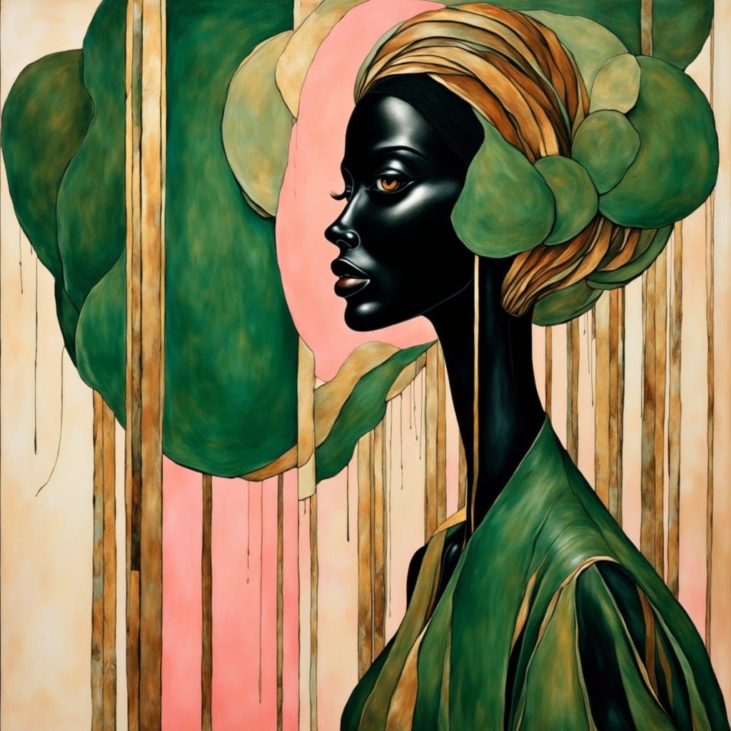 Elegant Woman Portrait in Bauhaus Geometric Style