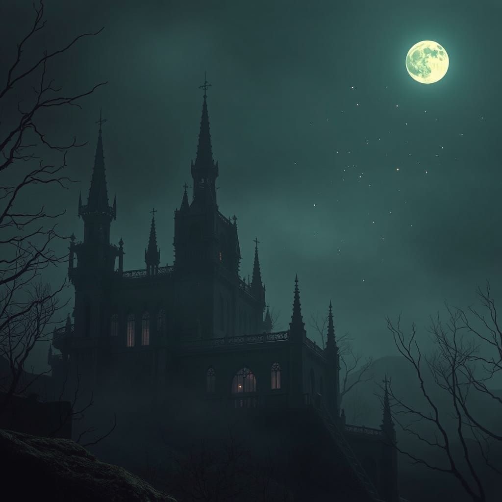 Eerie Gothic Landscape Evoking Tintinnabulation