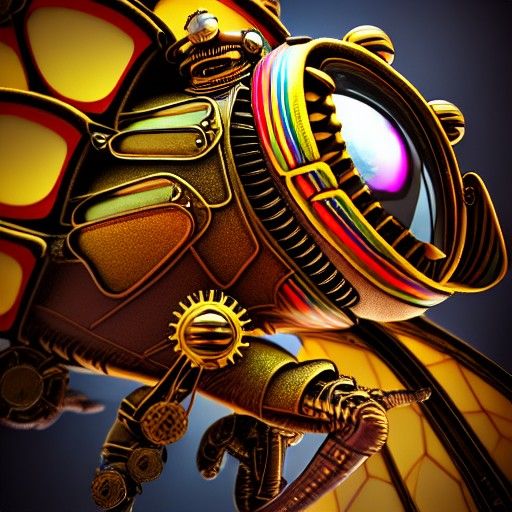 Steampunk Bumblebee with Rainbow Highlights