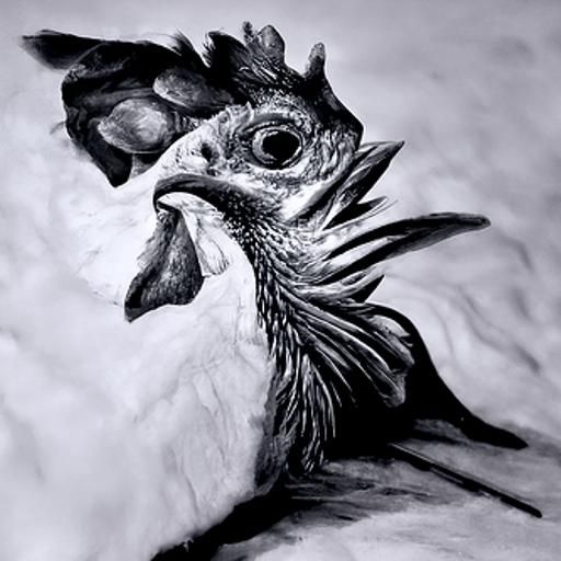 Hyperdetailed Charcoal Drawing of a Chicken