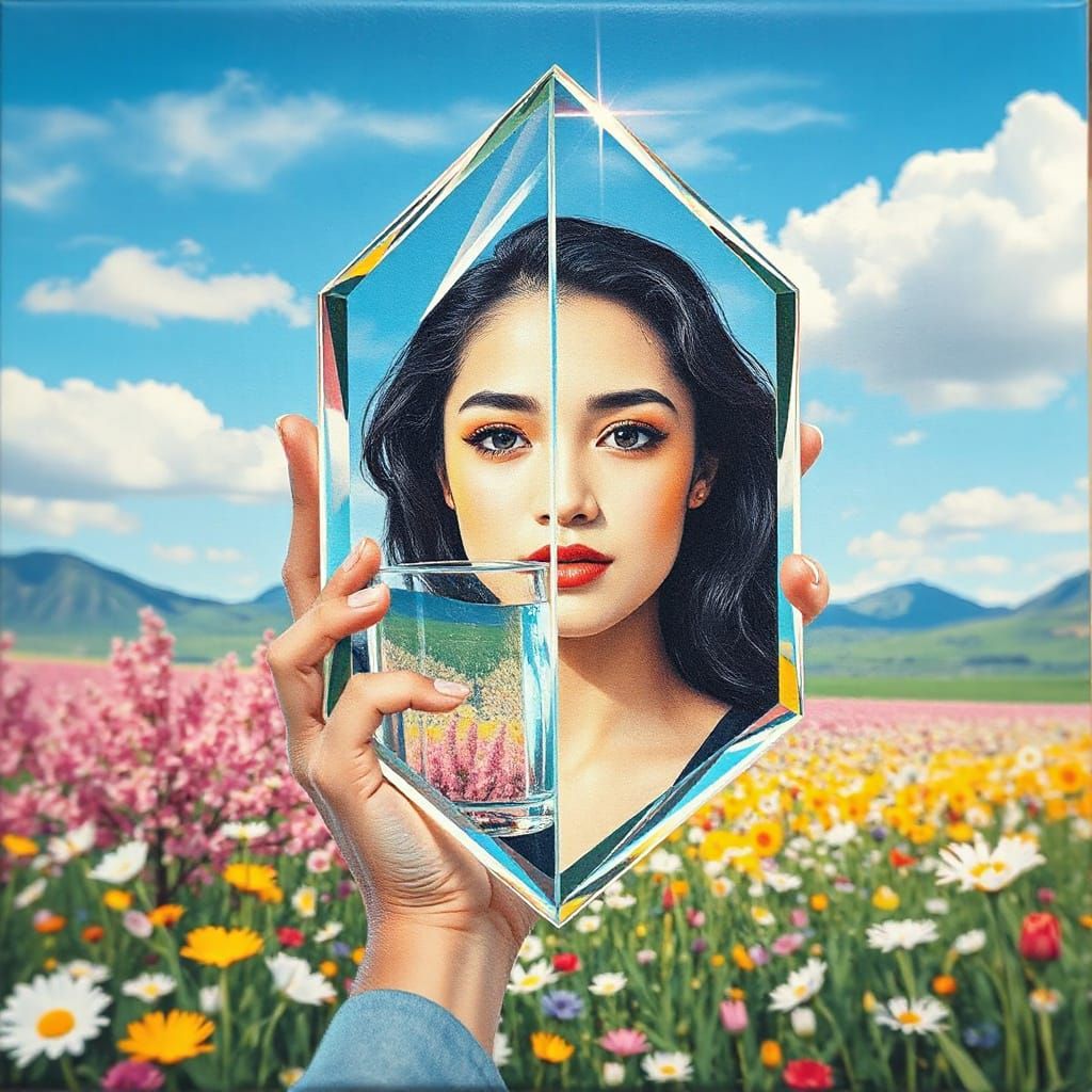 Prism of Spring: A Surreal Gouache Landscape