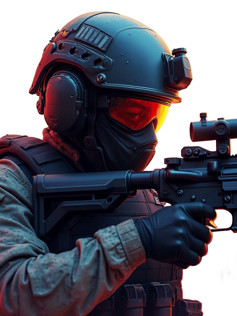 Modern French Soldier in Combat Gear, Wearing FÉLIN Helmet a...