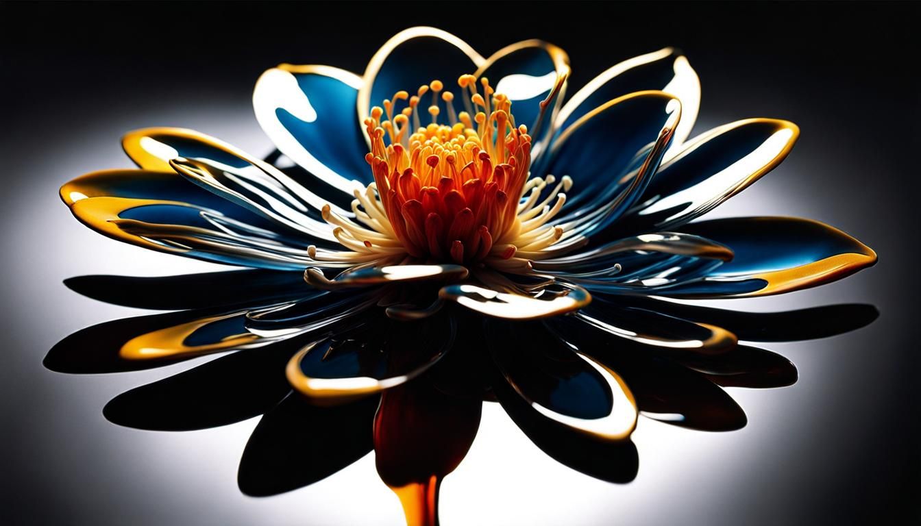 Detailed Ink Sketch Flower with Volumetric Lighting