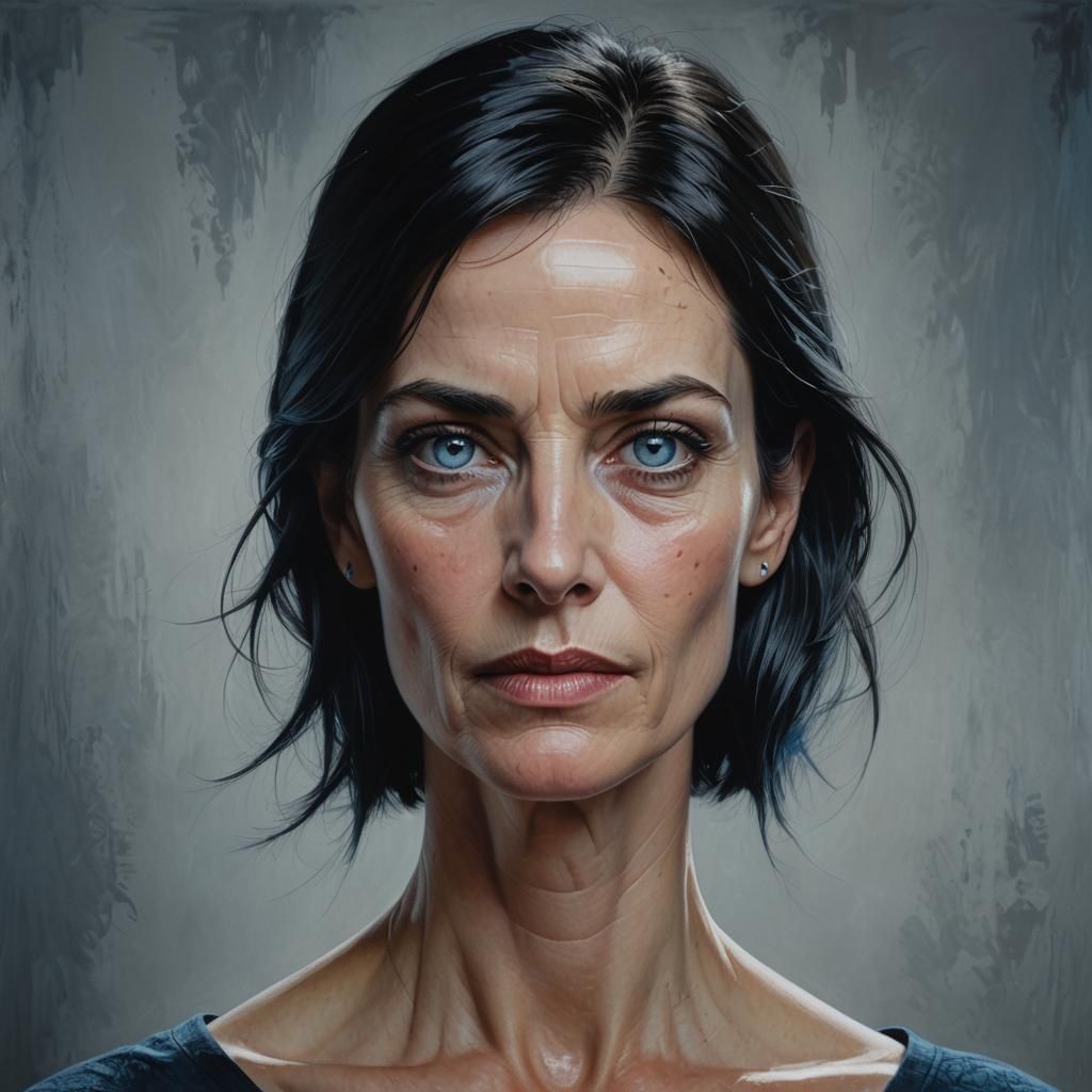 Hyperrealistic Portrait of a Woman with Sombre Expression