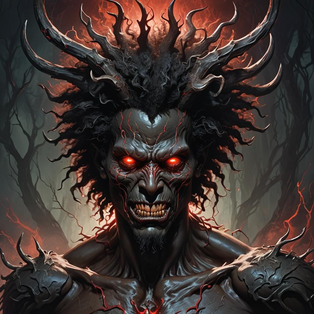 Demonic Wendigo Portrait in Hyper-Realistic Digital Art