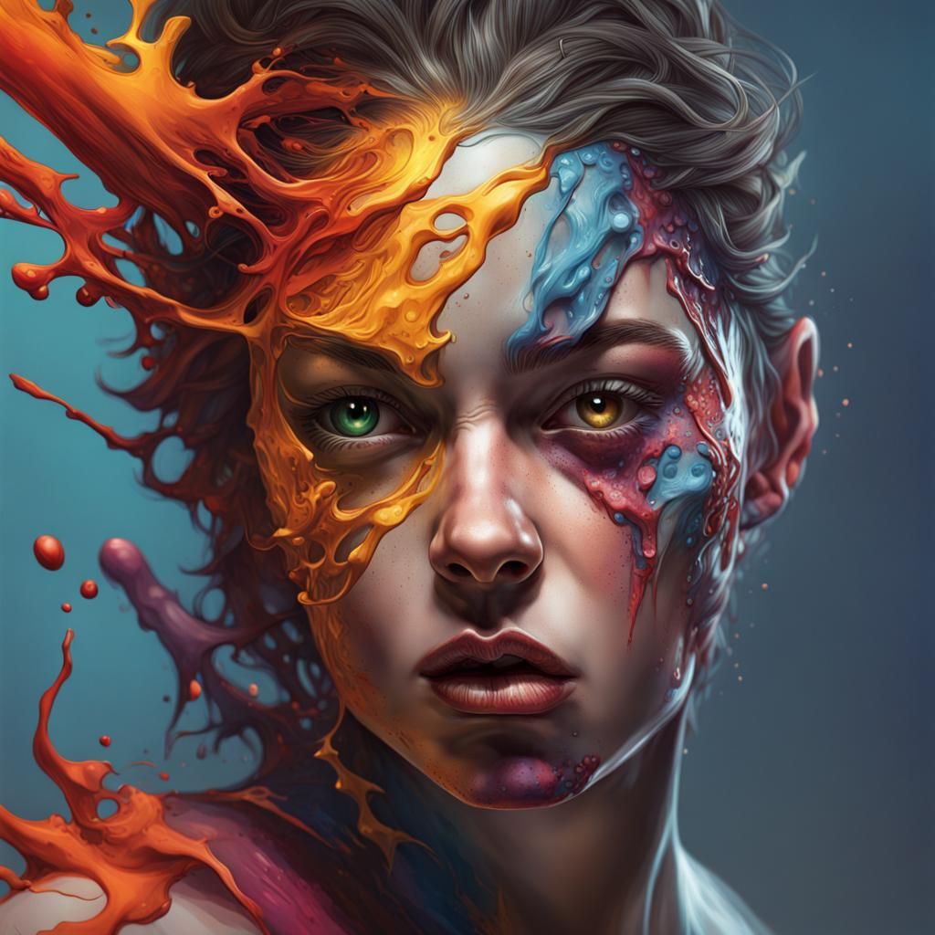 Hyperrealistic Splash Art: The Face of Inhumanity