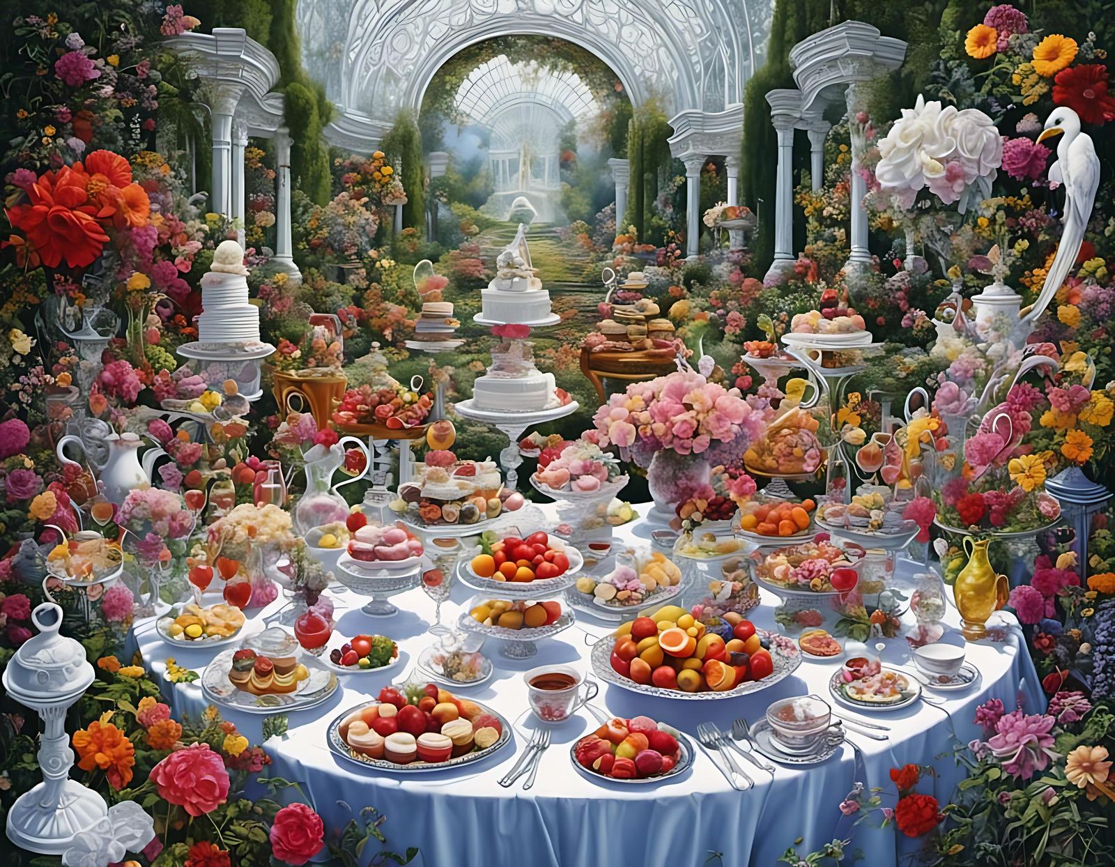 Lavish Aristocratic Garden Party in Photorealistic Rendering