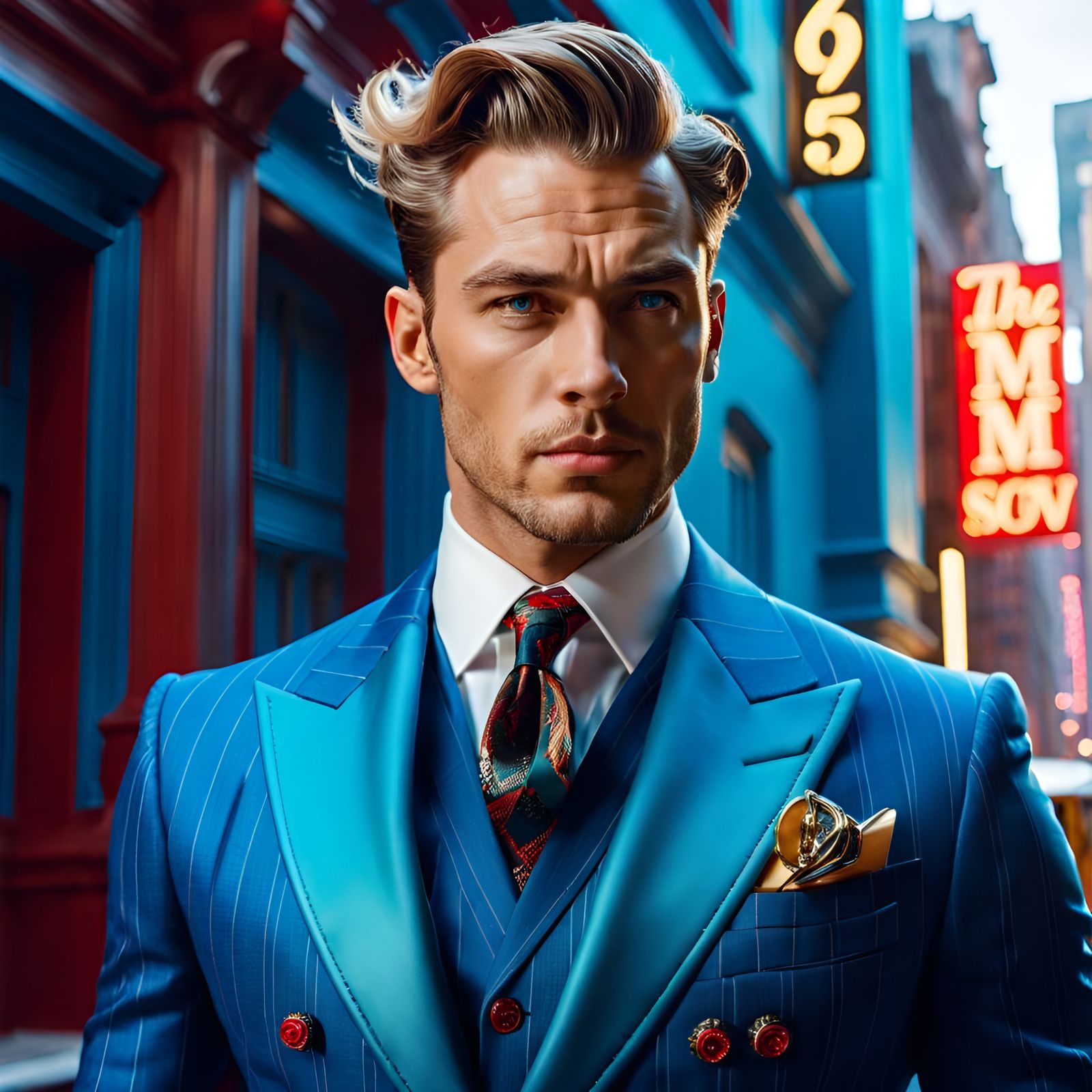 Portrait of a Handsome Man in Amazing Suit