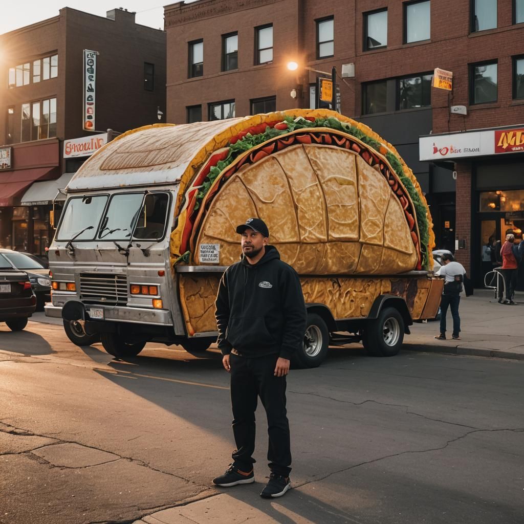 Giant Taco Truck Sunset in Edmonton