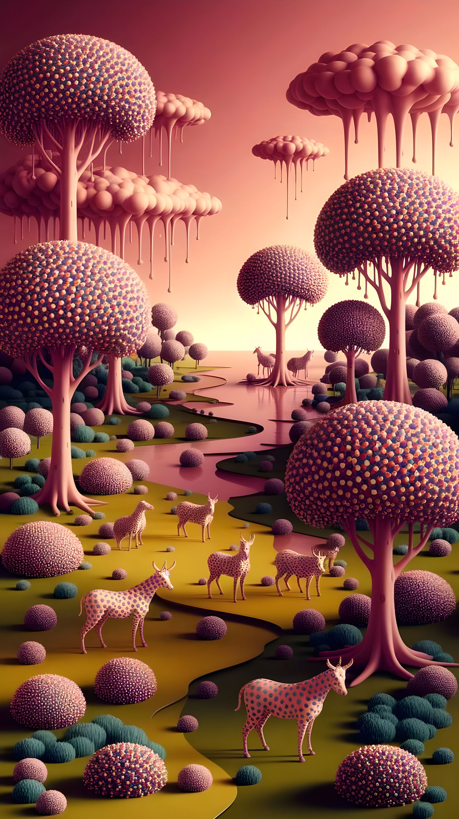 Polka Dot Surreal Landscape in Oil on Canvas