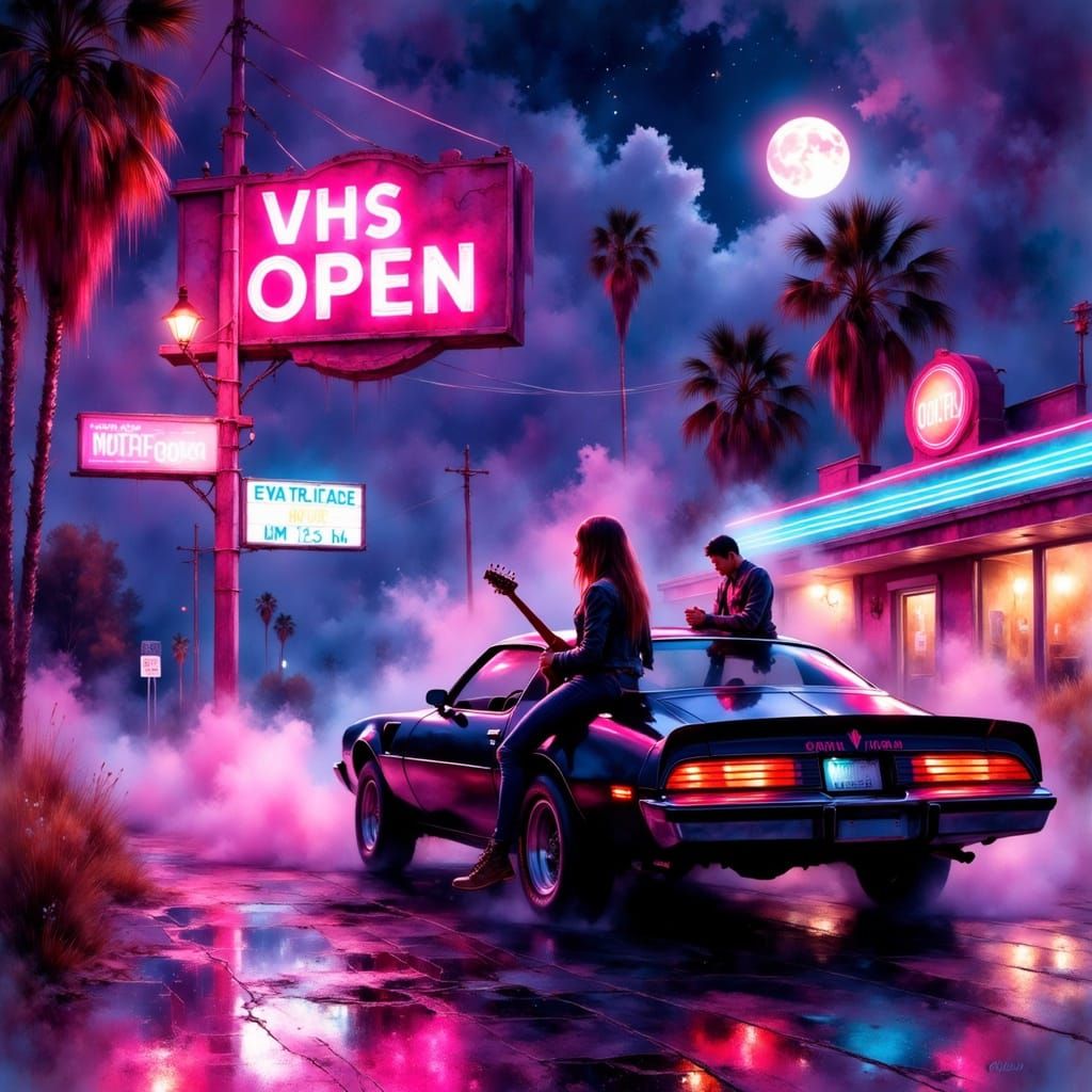 Synthwave Motel: Neon Night Scene