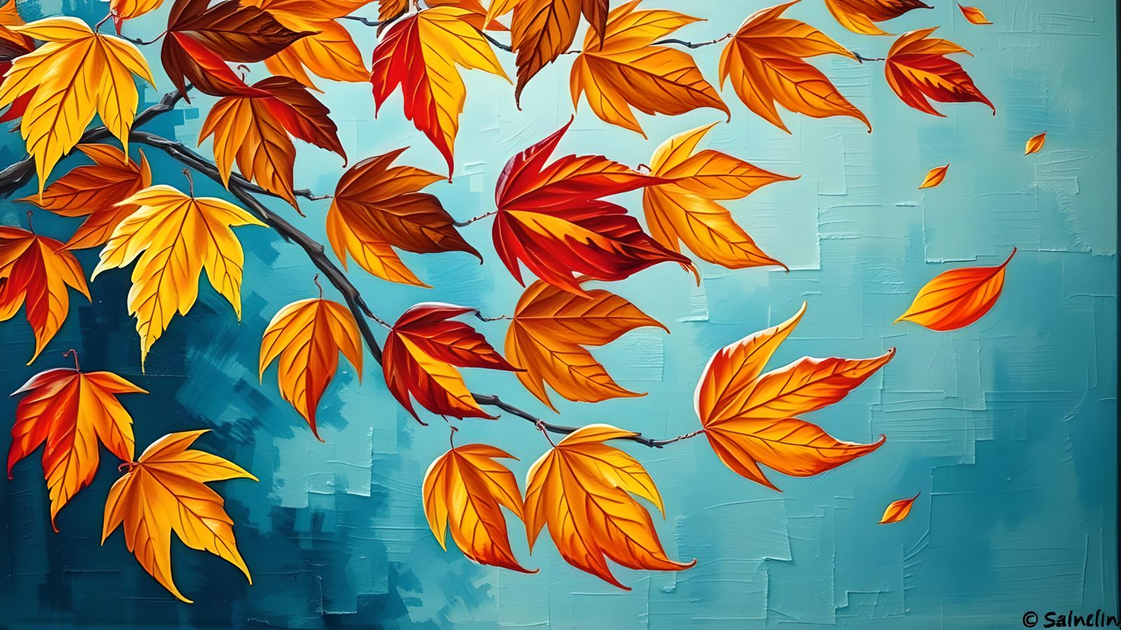Autumn Leaves Cubist Abstract Art