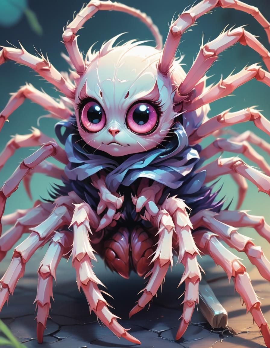 Cute Demon Spider in Anime Style