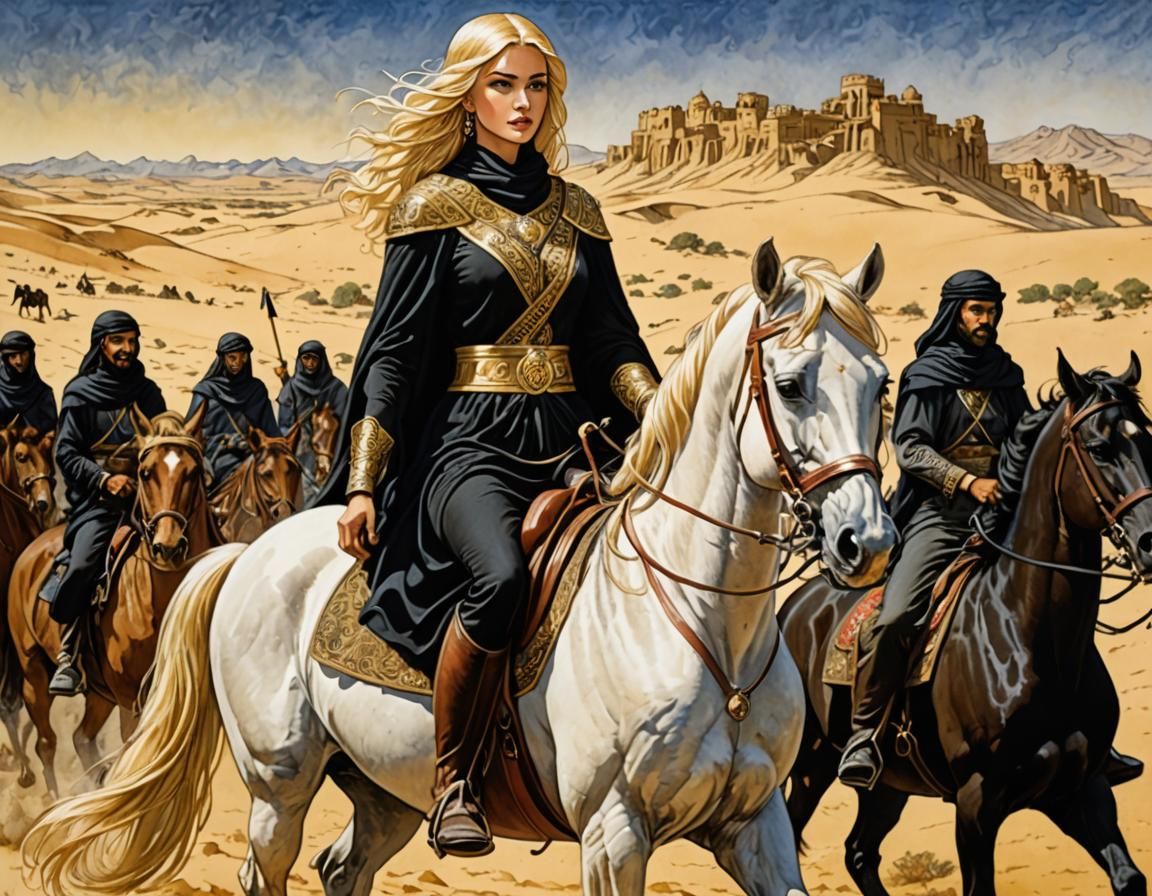 Arabian Princess Leads Horsemen to War in Desert
