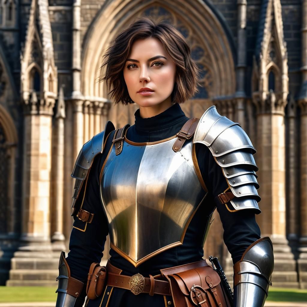 Medieval Woman Warrior Portrait Inspired by Classic Painting