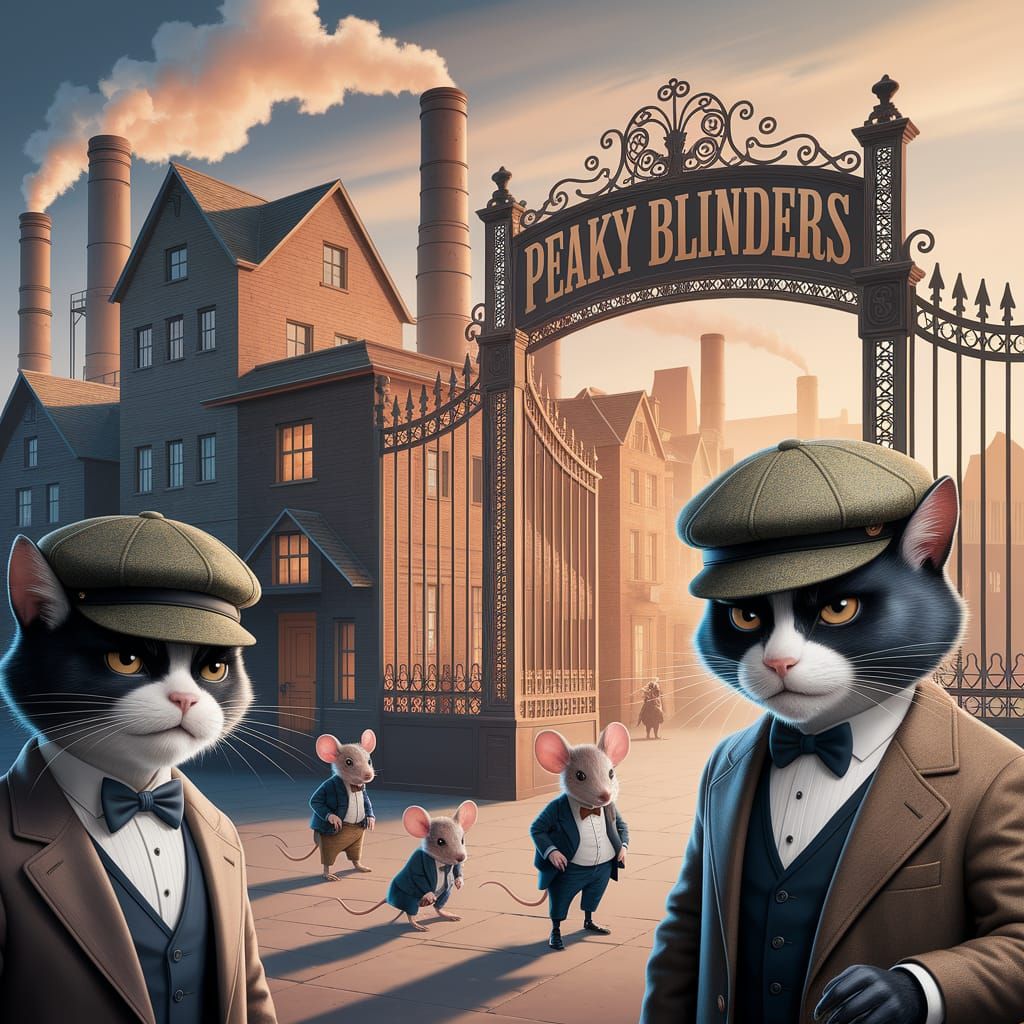 Peaky Blinders: Cats and Mice in Caricature Style