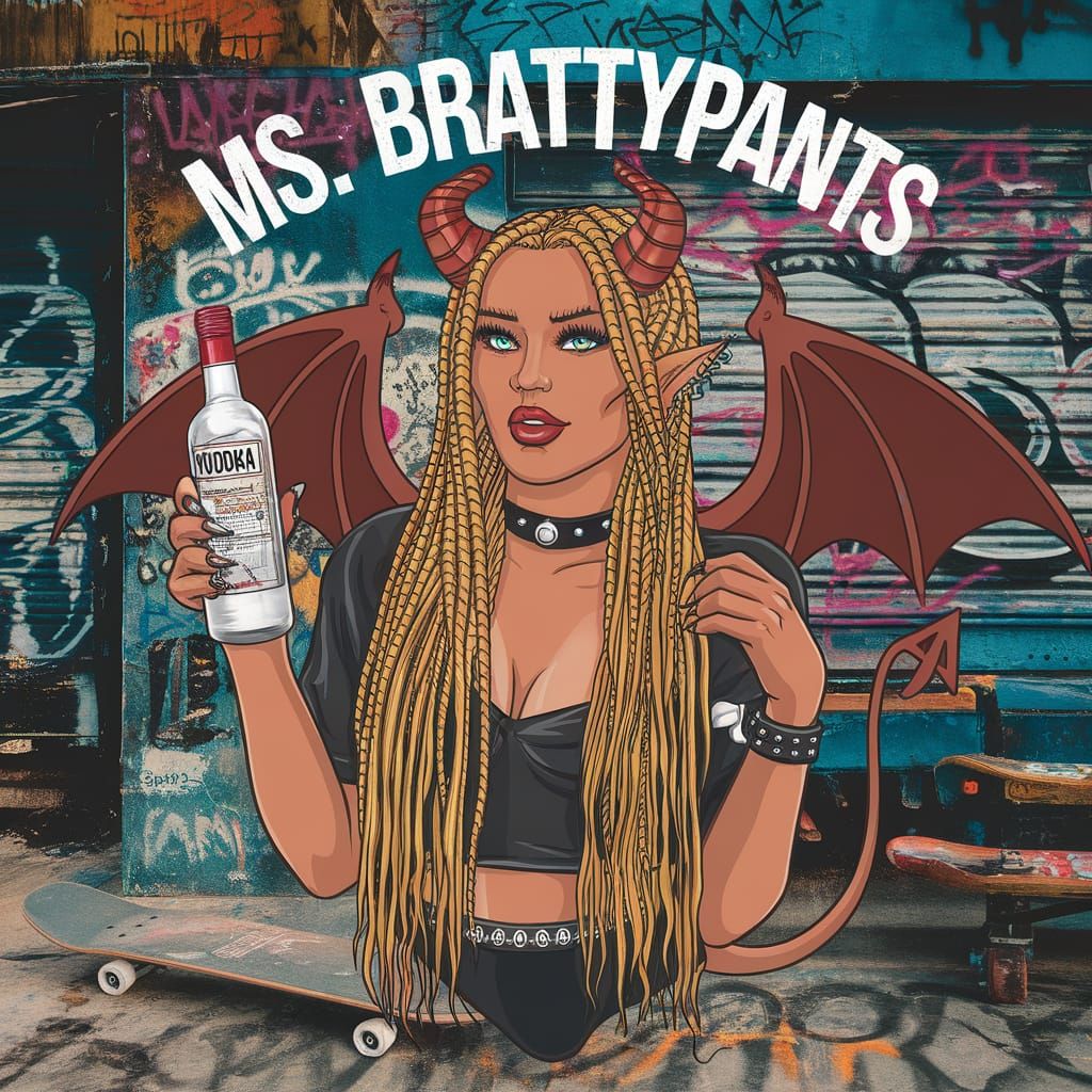 Punk Demon with Vodka in Graffiti Scene