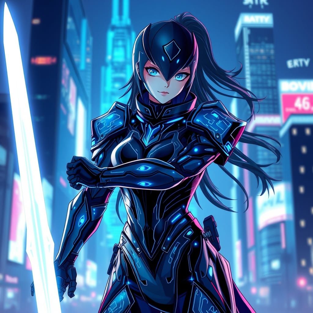 Futuristic Warrior Princess in Glass Armor