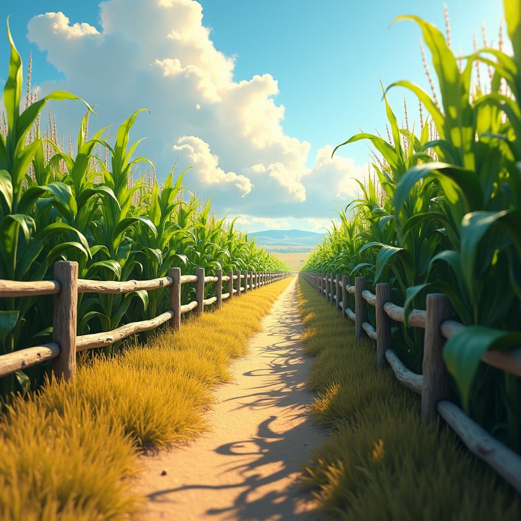Hay and Corn Path in Atmospheric Matte Painting