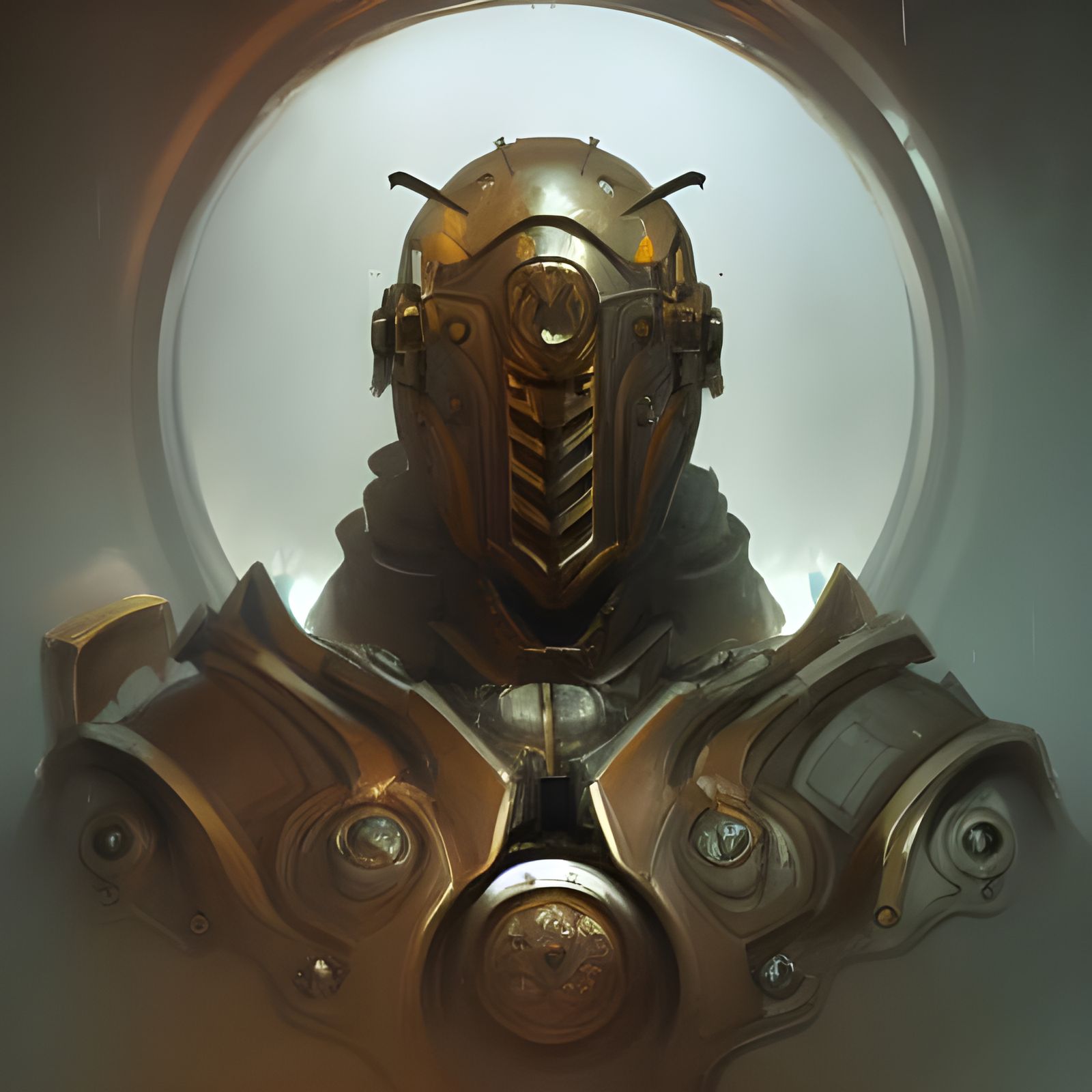 Lovecraftian Warforged Knight Portrait in Striking Detail