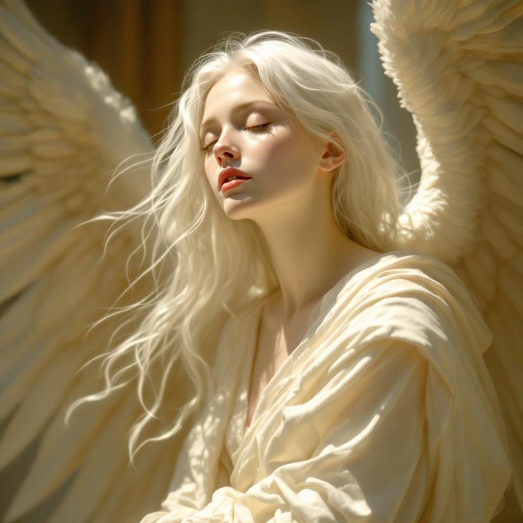 Ethereal Angel of Chastity in Art Nouveau Style