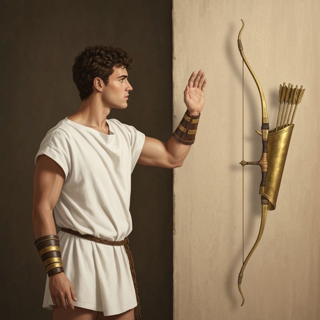 Young Greek Hero Reaches for a Golden Bow