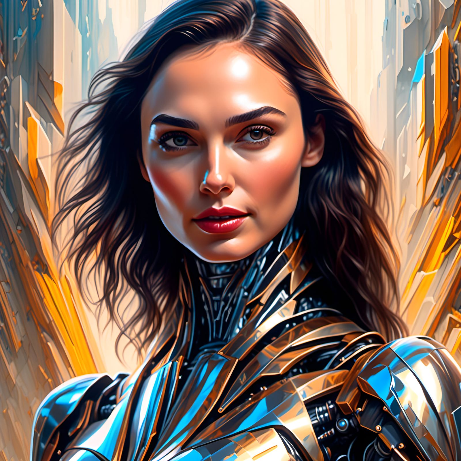 Gal Gadot Robot Portrait in Detailed Cinematic Style