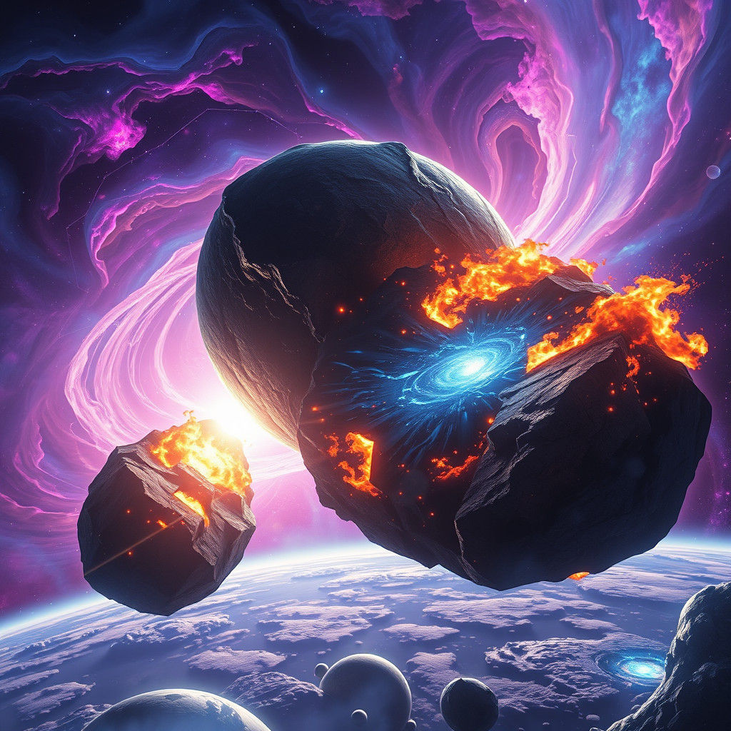 Cosmic Apocalypse: Nebulae and Meteors in Sci-Fi Style