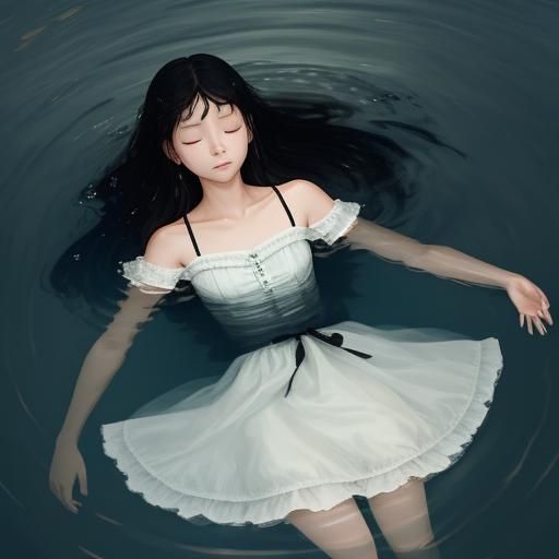 Woman Immersed: Calm Underwater Portrait