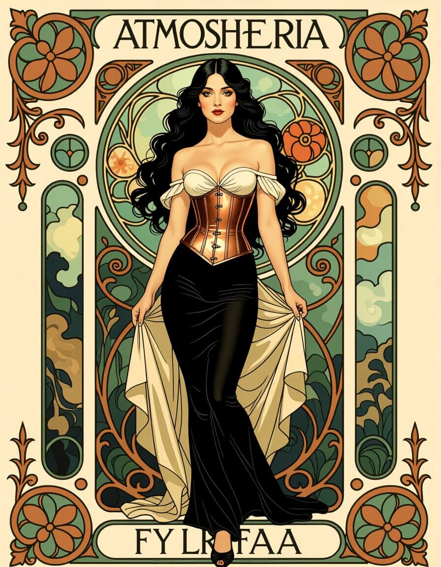 Idealized Pin-Up Woman in Atmospheric Oil Painting Style