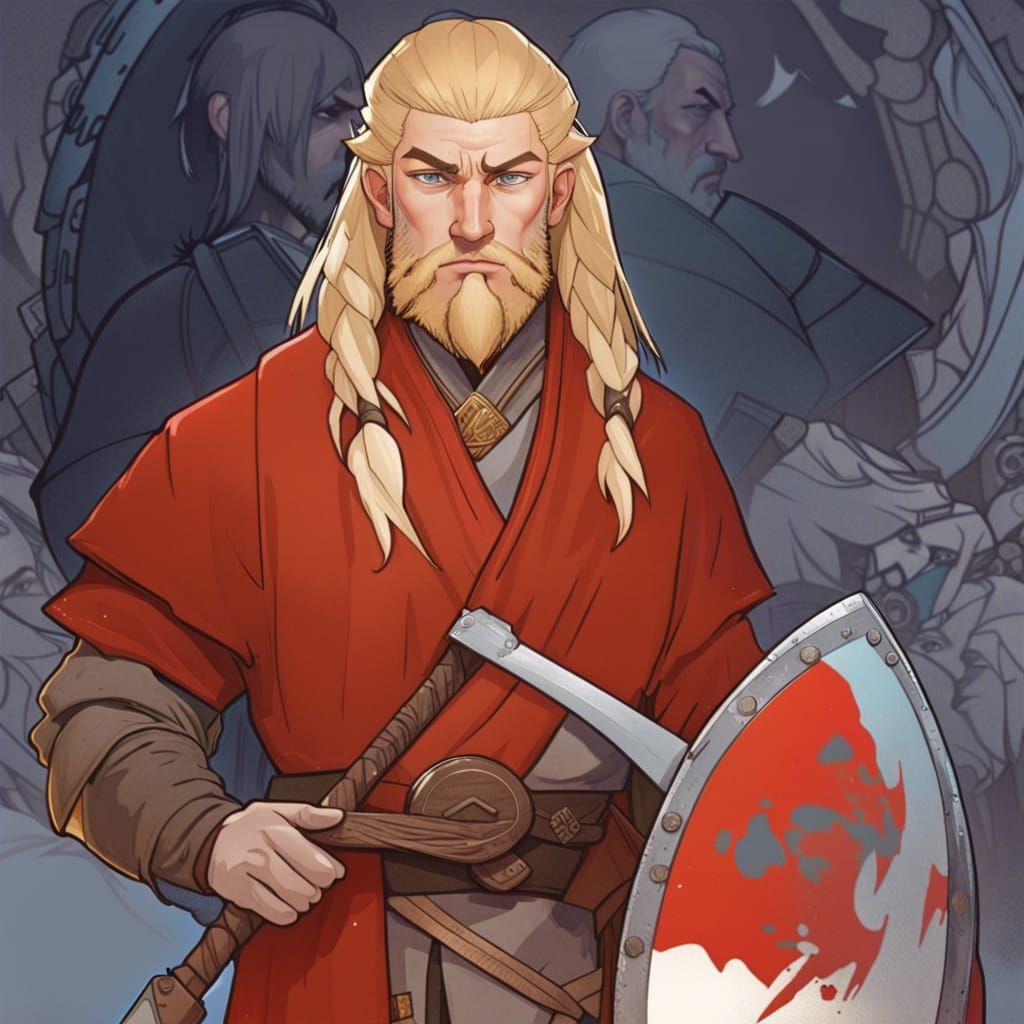 Hogun: Axe-Wielding Warrior Portrait in Digital Art Style