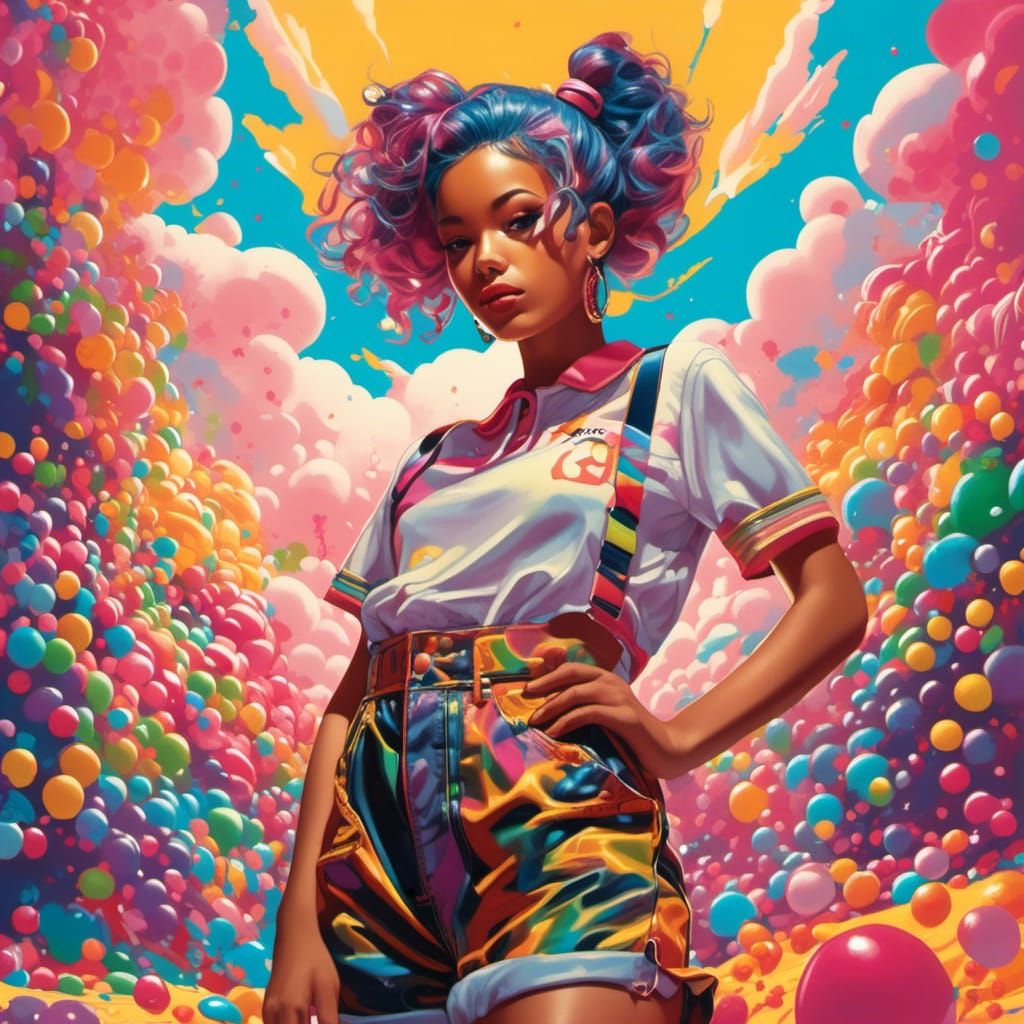 Colorful Girl in Candy Art Style