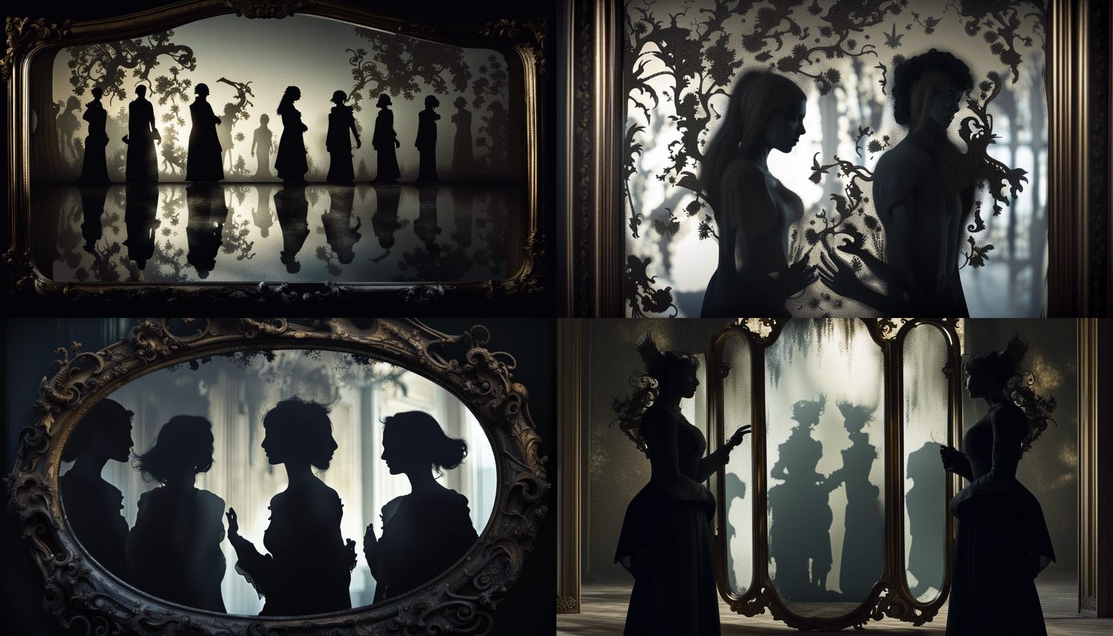 Ethereal Silhouettes Reflected in Antique Mirror